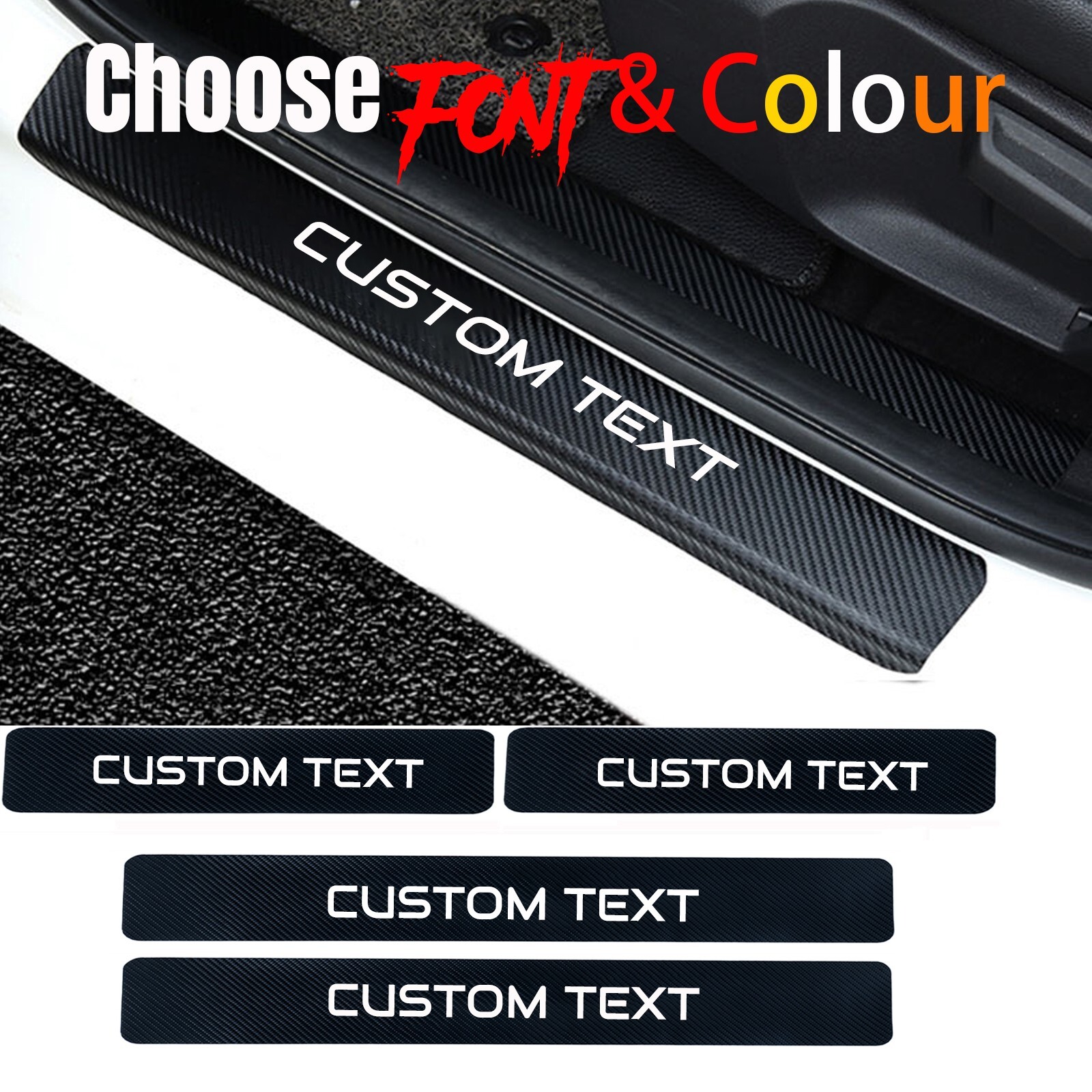 CUSTOM TEXT Car Door Sill Scuff Plate Protectors Sticker for Dodge Charger
