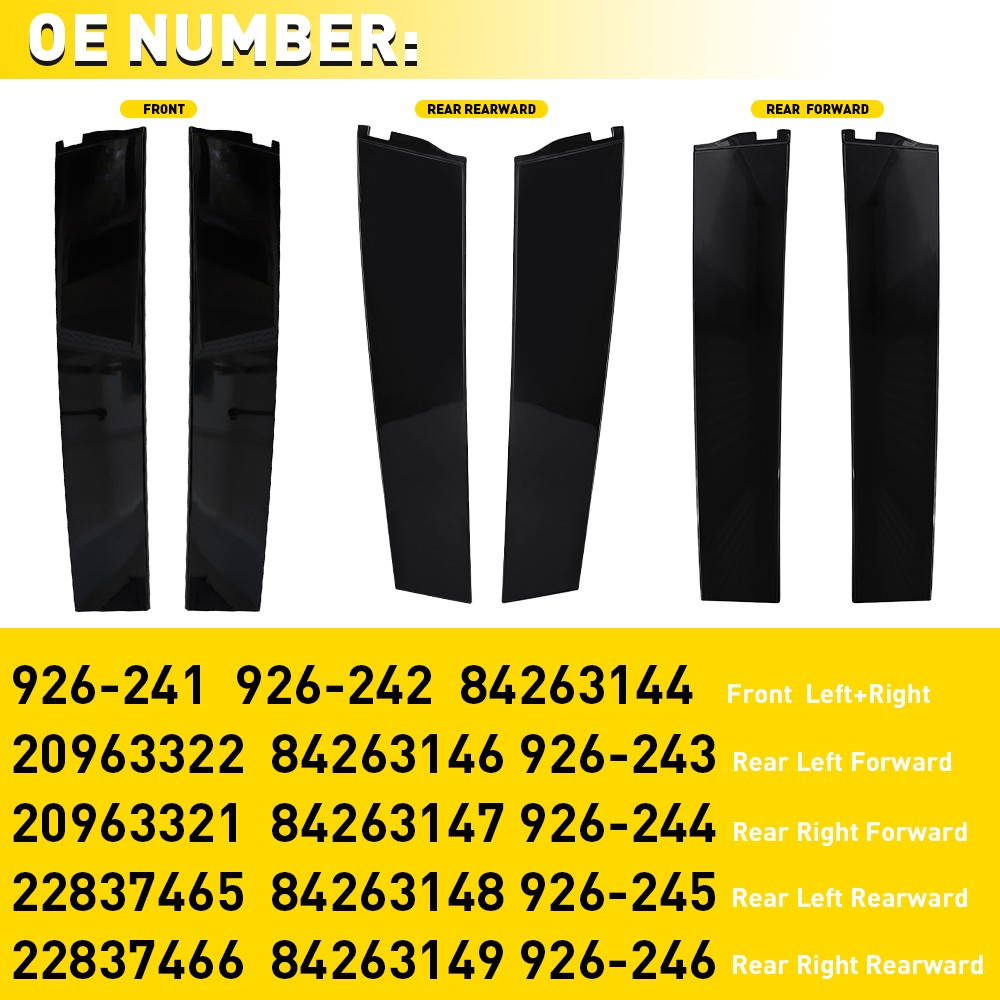 6x Front Rear Door Molding Applique For 2015-2018 Cadillac Escalade GMC Yukon