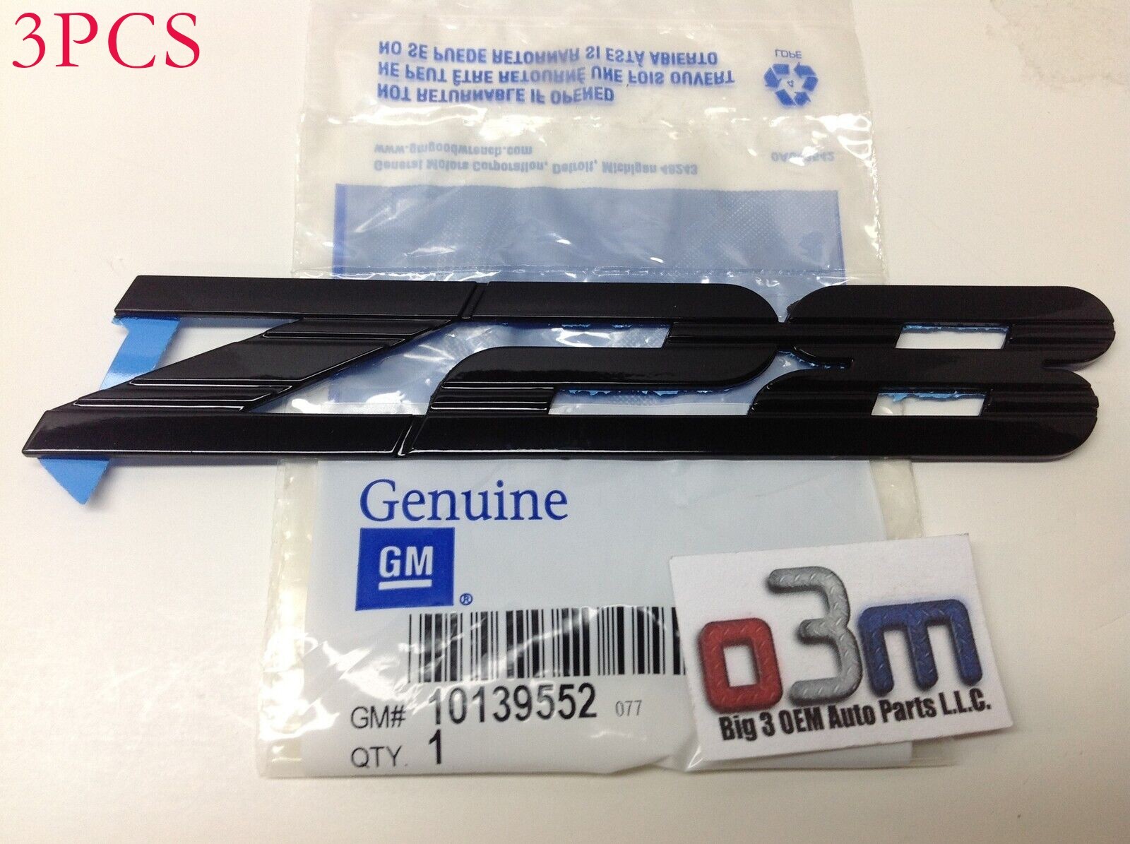 3PC New Fits 1993-2002 Front Fender Z28 3M Adhesive Emblem 10139552（Black）