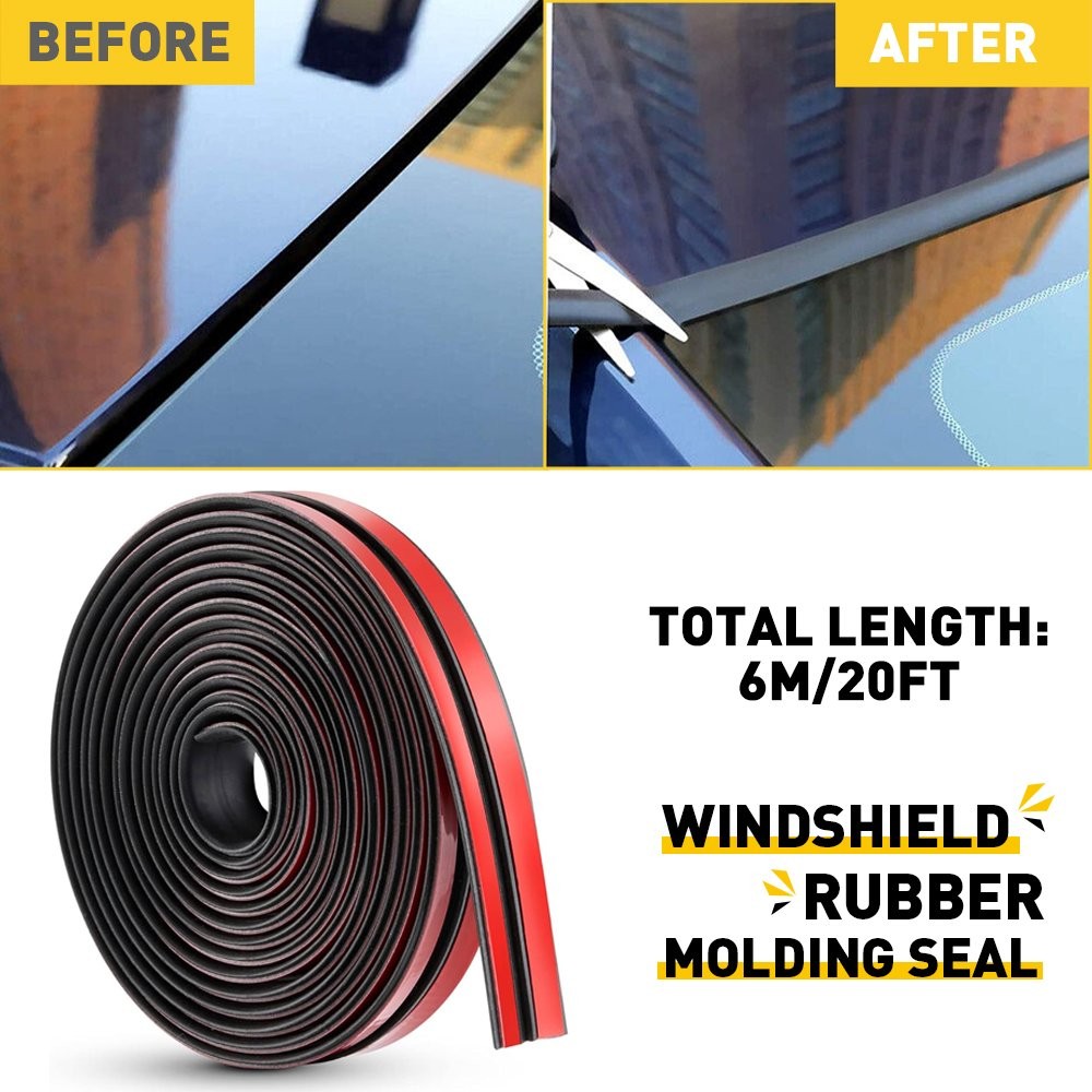 6M/20FT Windshield Rubber Molding Seal Trim Universal for Windscreen Sunroof EKK
