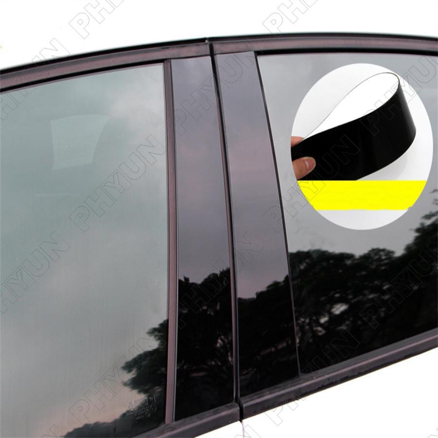 4pcs Glossy Piano Black Polycarbonate Car Door Trim Pillar Posts For Ford Fiesta