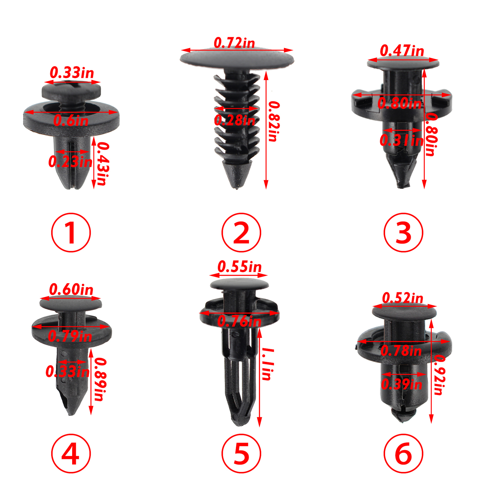 200 Pcs Plastic Rivets Nylon Push Pin Fasteners Retainer Bumper Fender Trim Clip