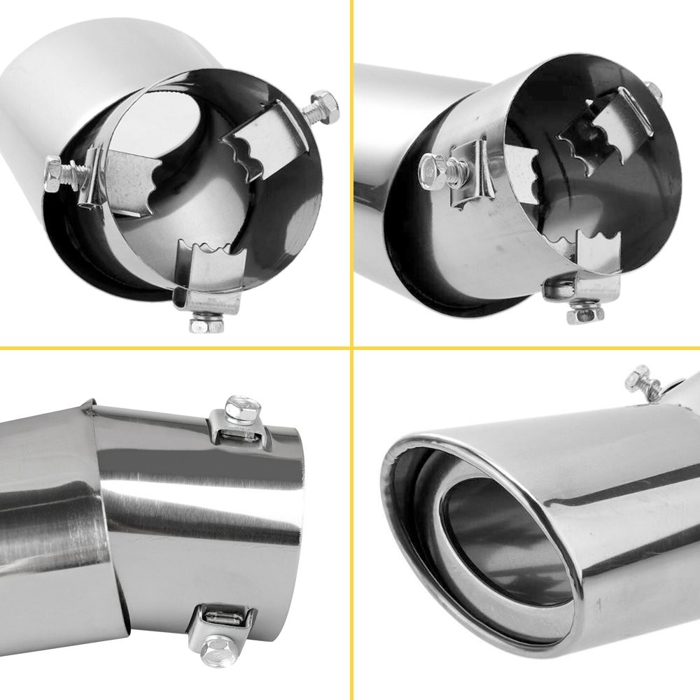 Car Chrome Steel Stainless Rear Round Pipe Exhaust Tail Muffler Tip Accessories