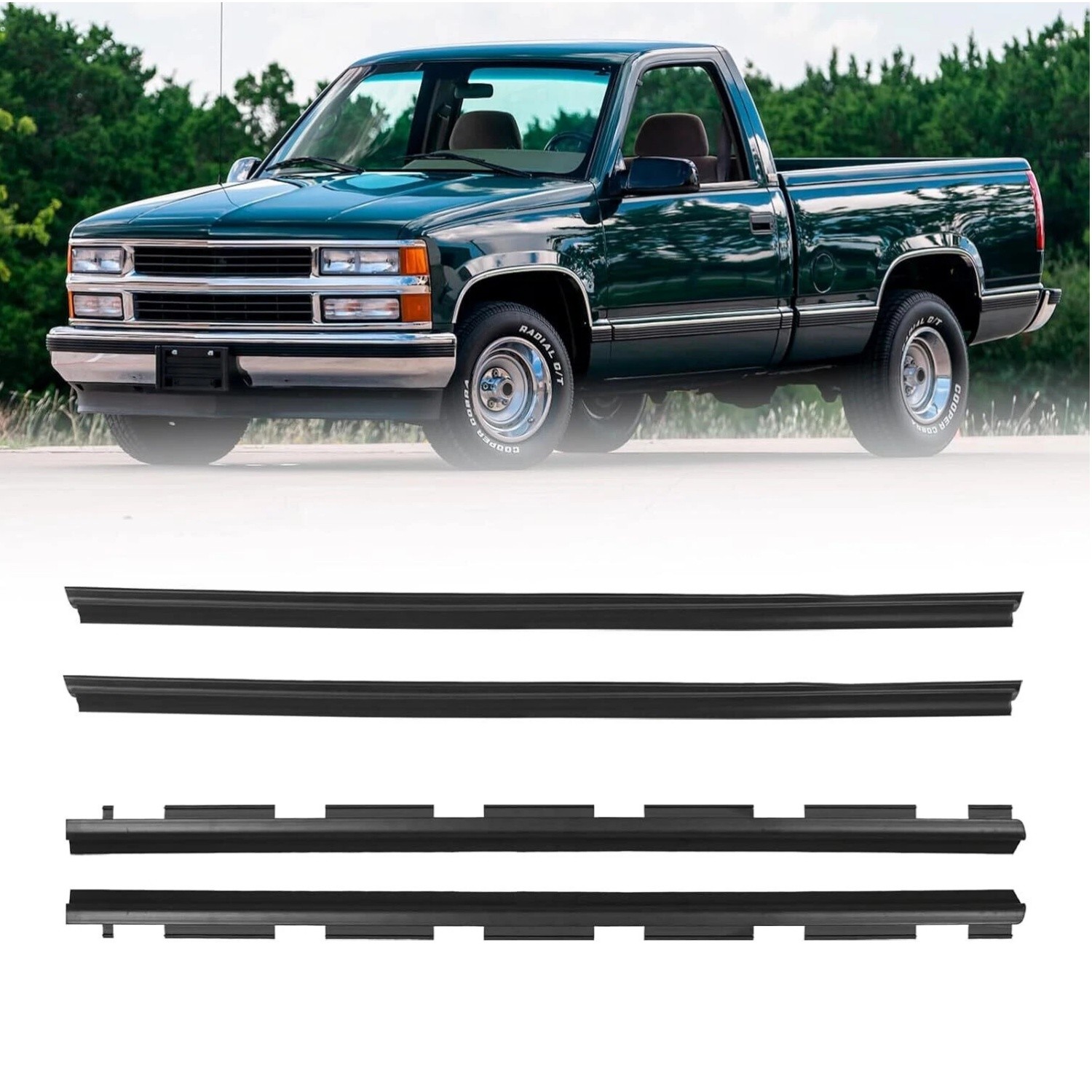 Fit for Chevy Truck Inner & Outer Window Sweep Felt Seal Weatherstrip Kit 4Pc
