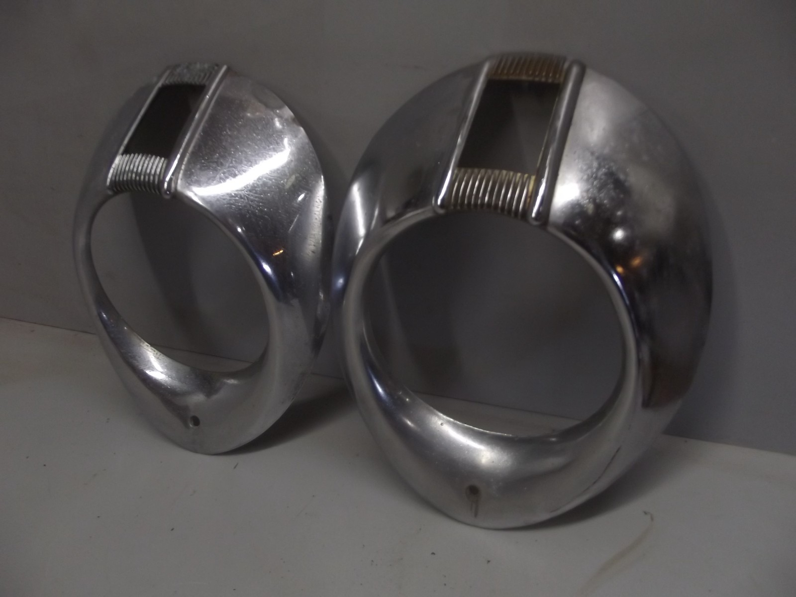 1940 Ford Deluxe OEM Front Headlight Chrome Bezels Trim Set Left Right Used