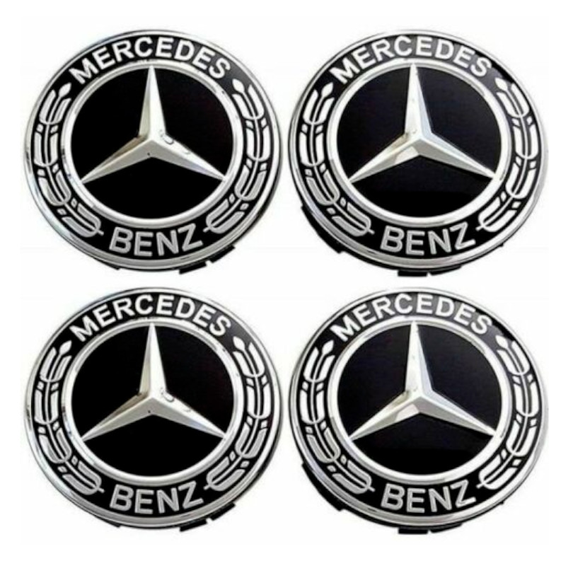 4pcs Hub Cover 75mm For Mercedes Logo Emblem Rim Wheel Center New Black