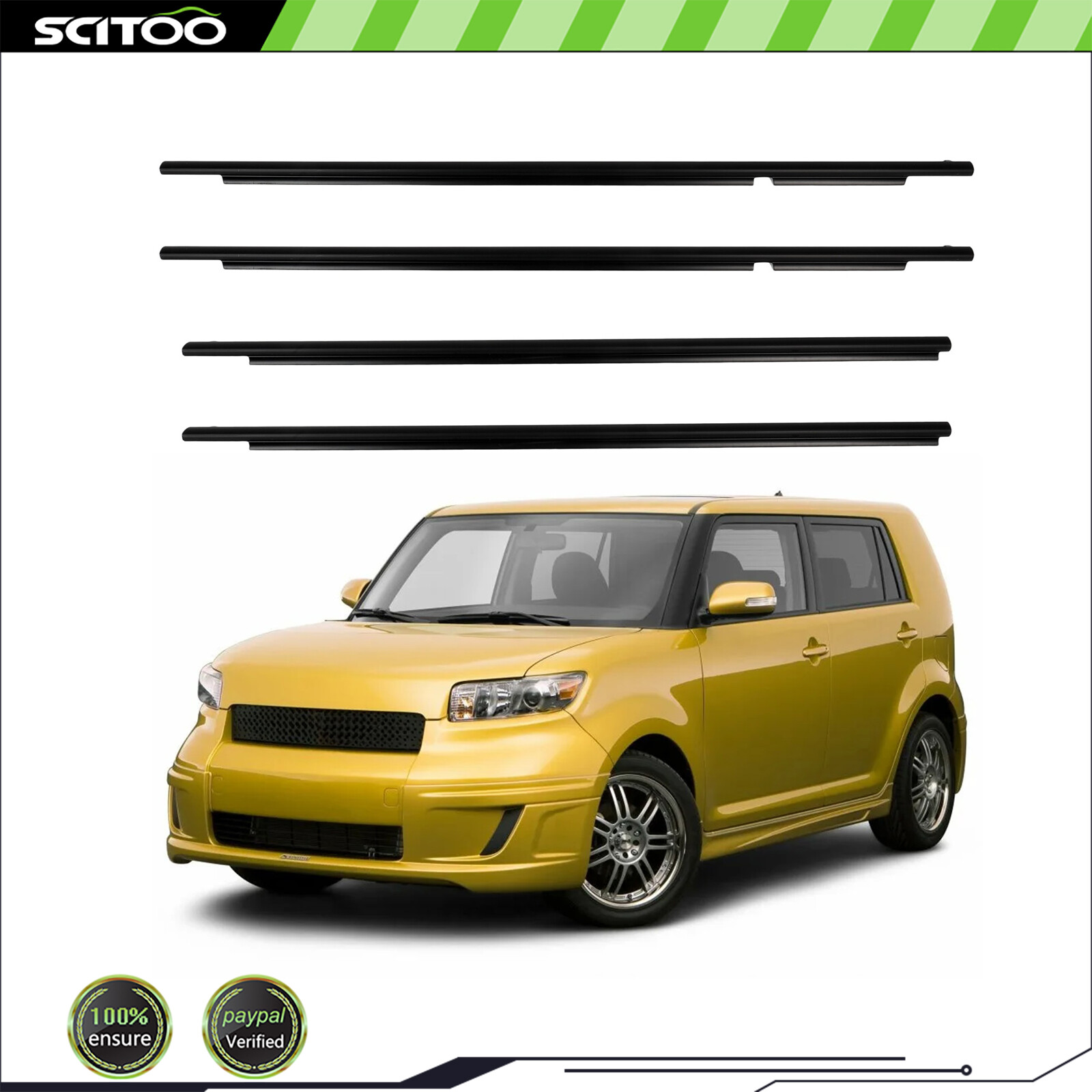 For 2008-2015 Scion xB Front & Rear Window Scraper Seal Belt Weatherstrip