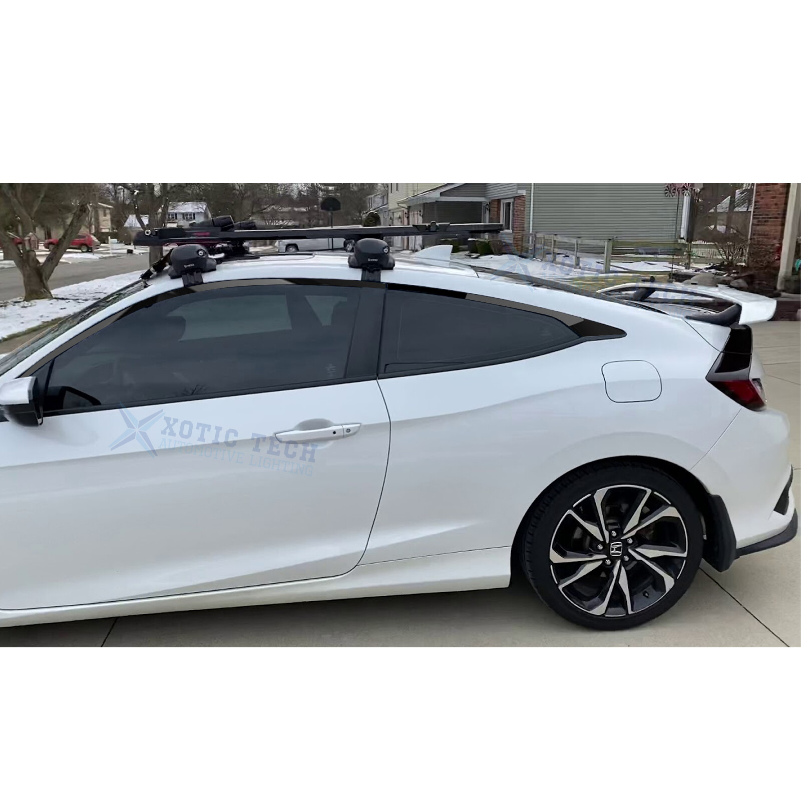 Glossy Black Chrome Delete Side Door Window Trim For Honda Civic Coupe 10th Gen