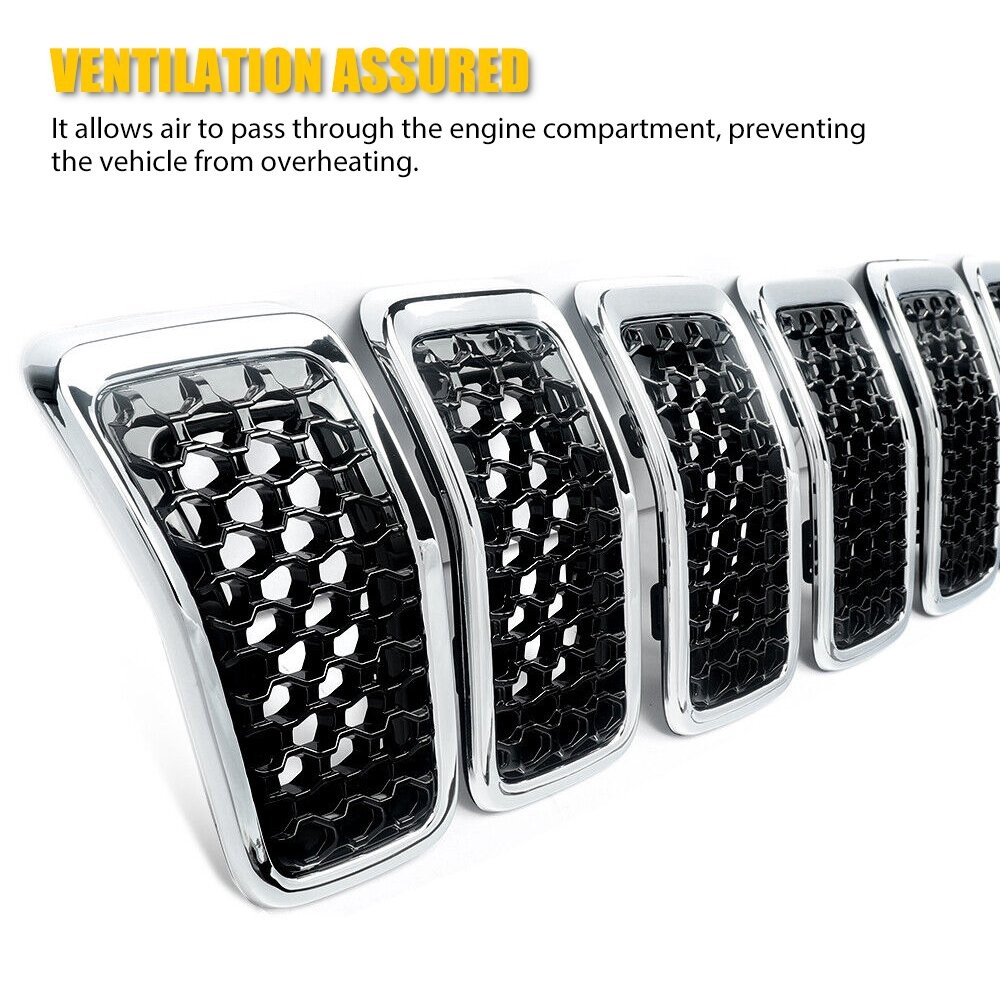 Front Chrome Mesh Grille Honeycomb Insert trim Fit Cherokee Grand Jeep 2019-2022