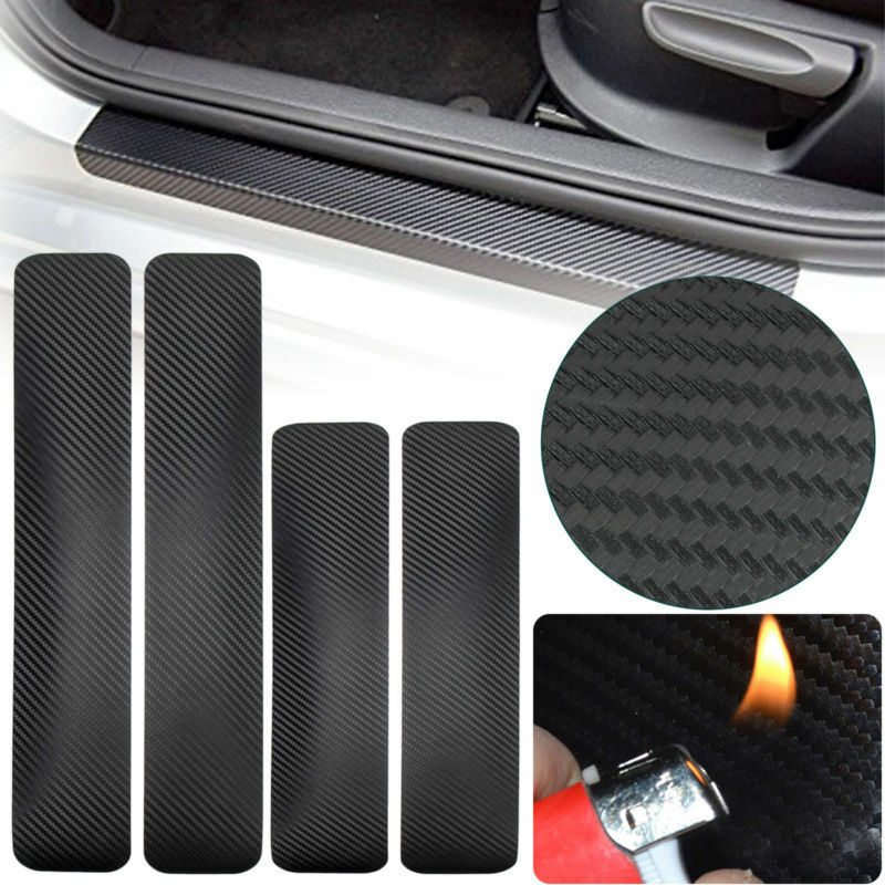 Auto Accessories 5D Glossy Carbon Fiber Vinyl Car Scuff Plate Door Sill Stickers