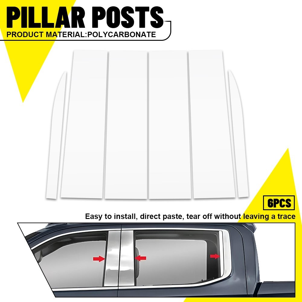6X Chrome LH Pillar RH Posts Window Trim For Chevrolet Silverado 1500 2019-2024