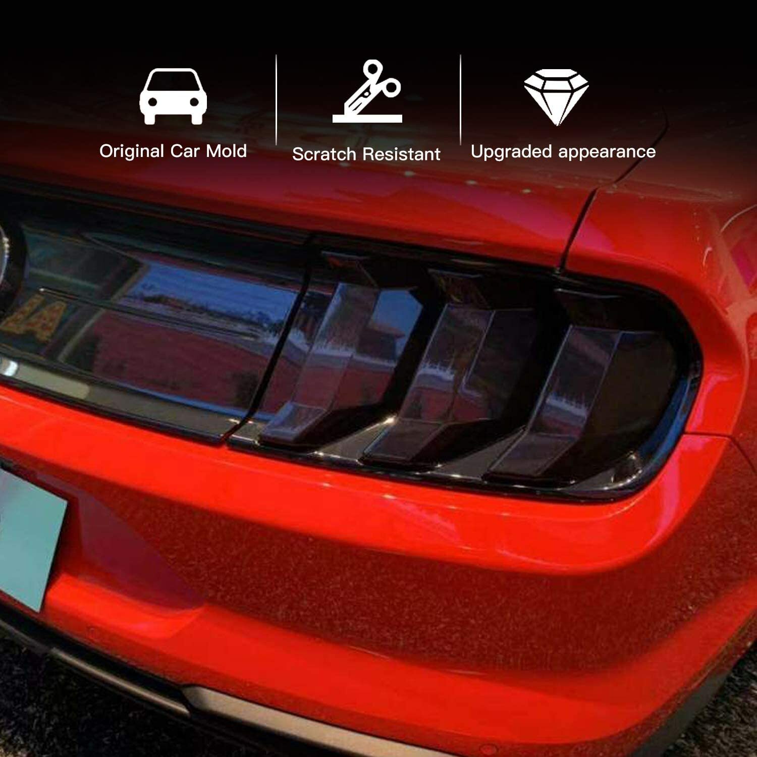 Smoke Black Taillight Lamp Light Cover Guard Decor Trim Molded for Ford Mustang