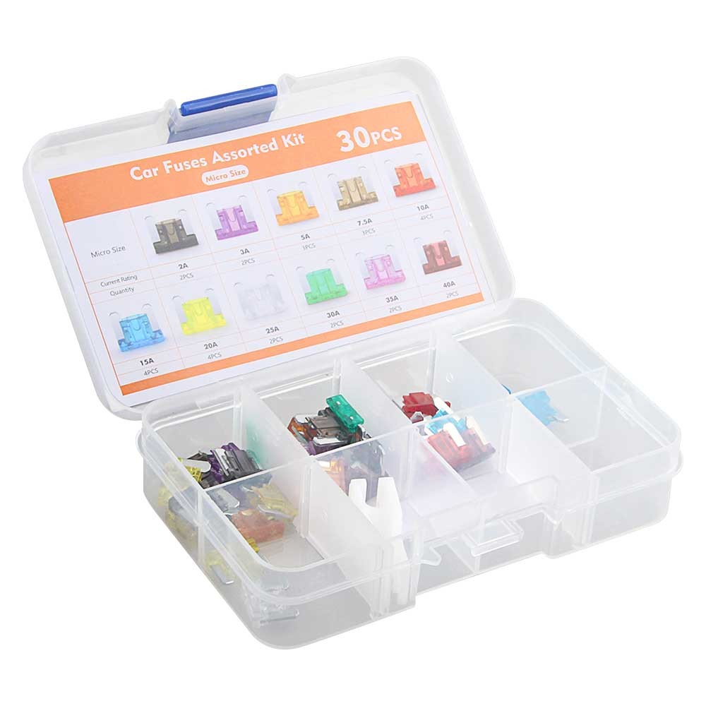 30Pcs Car Blade Fuse Assortment Assorted Kit 2A-40A for Auto Truck Automotive