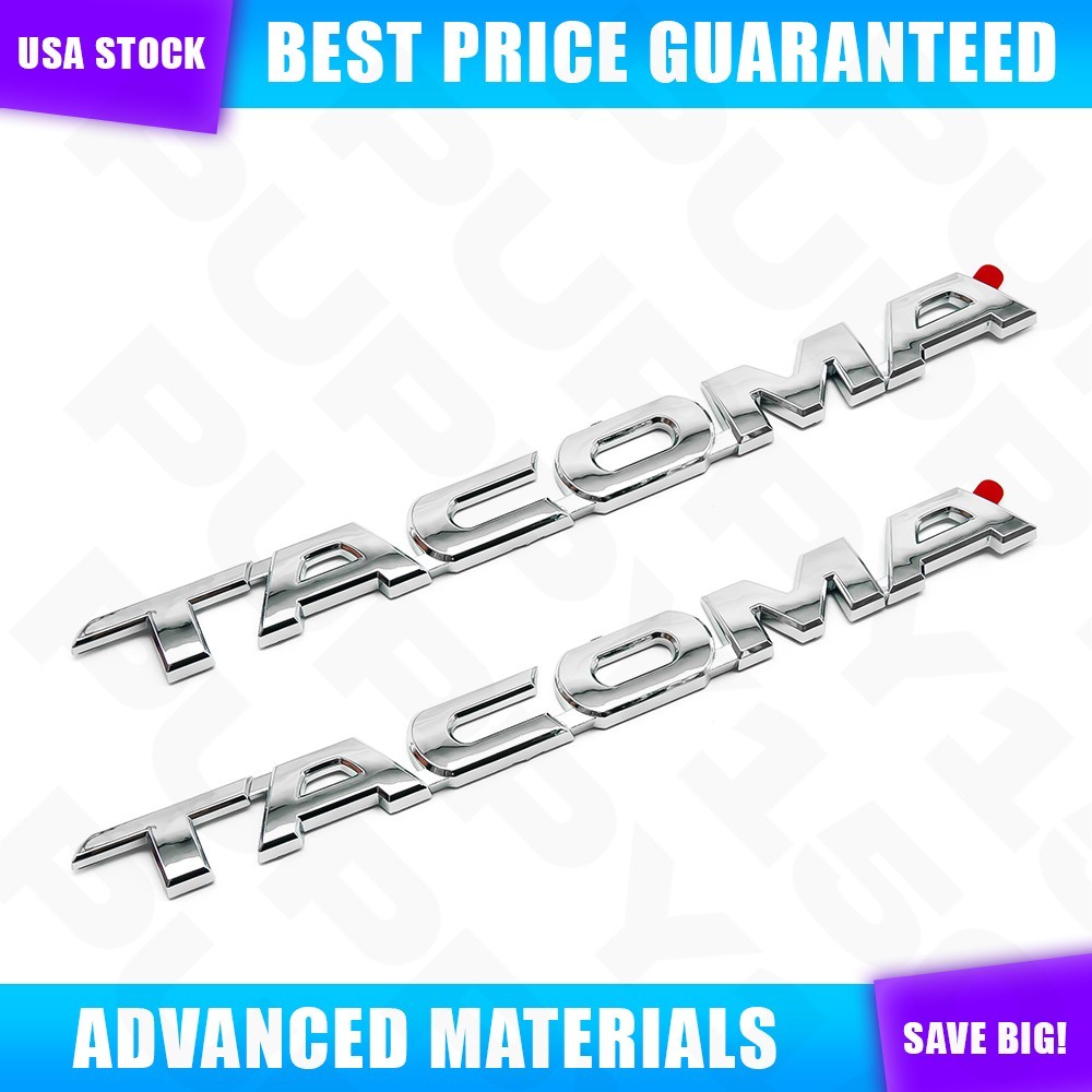 2pcs Side Door Emblem Badge Decoration For 2005-2015 TACOMA Chrome Letter Tacoma