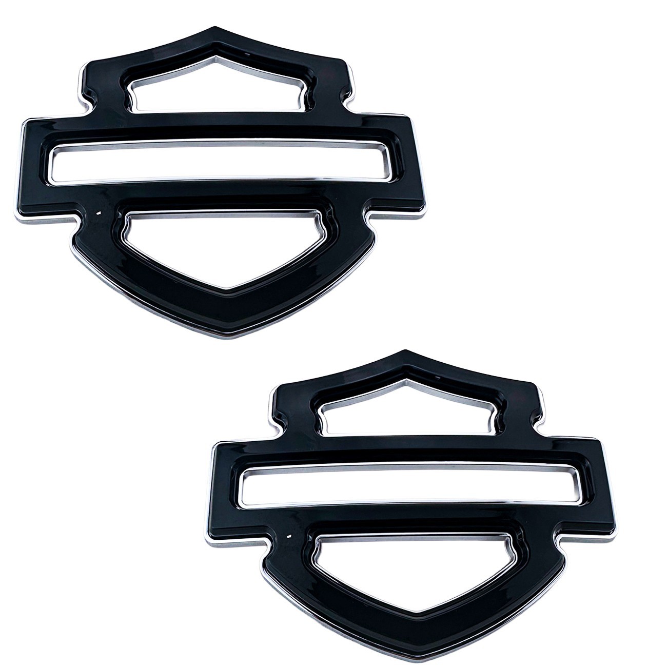 2Pc Custom Tank Emblems Black Chrome Double Layer 5 or 6 gal tank CVO