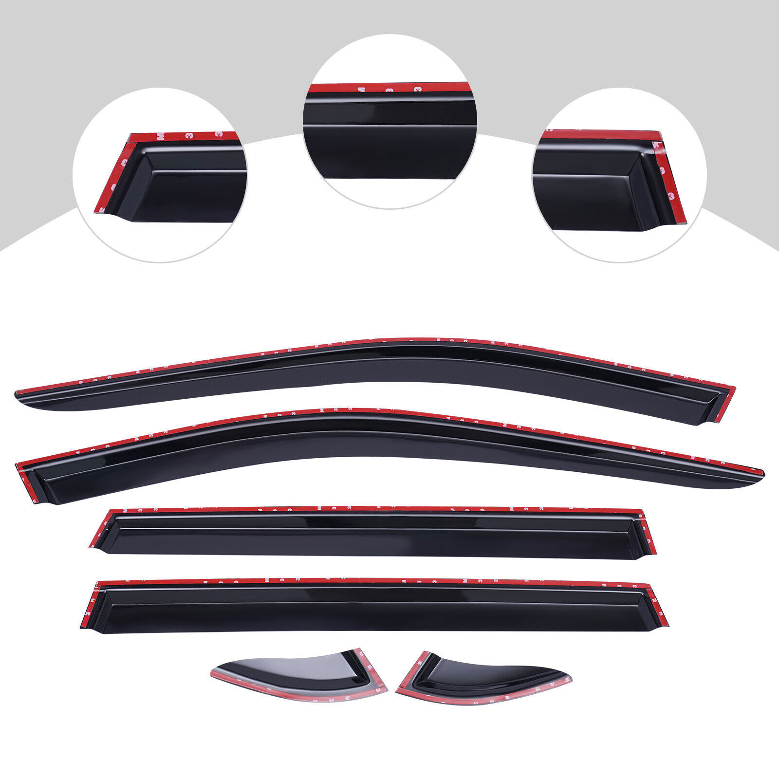 6PCS Black Window Visor Vent Shades Sun Rain Guard For Toyota RAV4 2019-2023