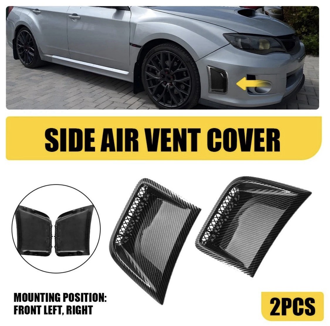 2PCS Bumper Side Air Vent Grill Covers – 2008-2014 Subaru Impreza WRX/WRX STI EH