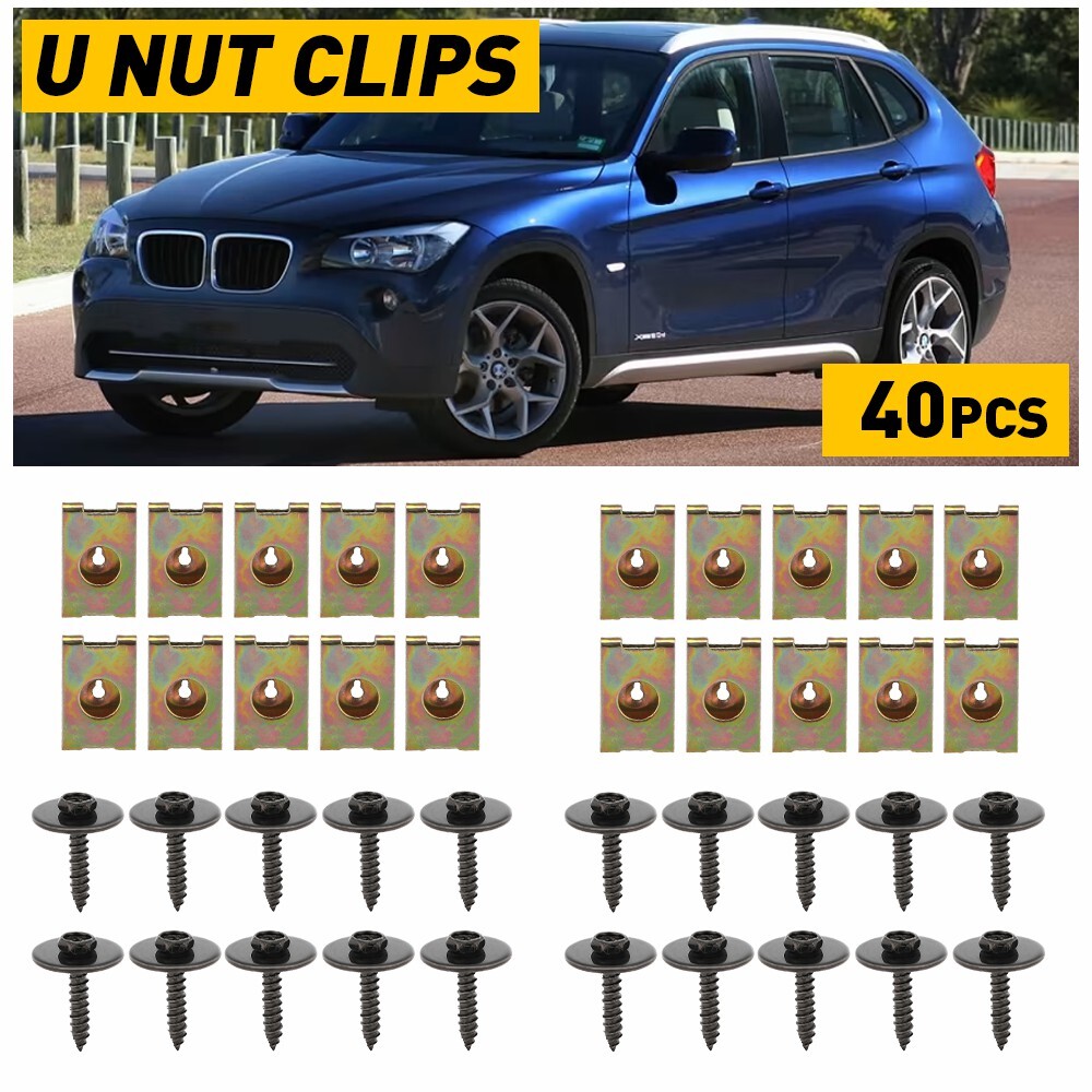 40PCS U-NUT HEX SCREW SPEED FASTENER UNDERTRAY SHEET CLIP METAL FIXING FOR BMW