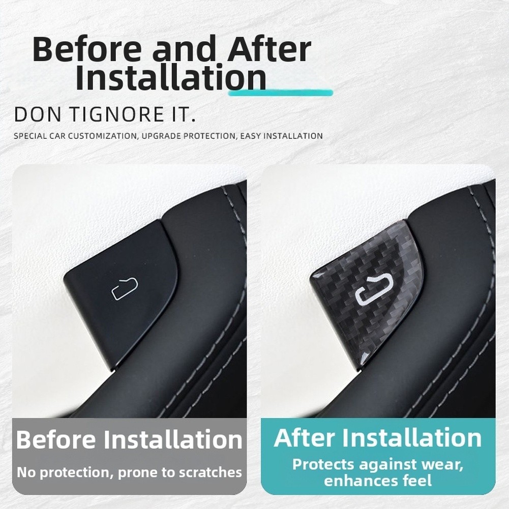 Carbon Fiber Texture Door Switch Button Cover for Tesla For Model 3 Y Interior