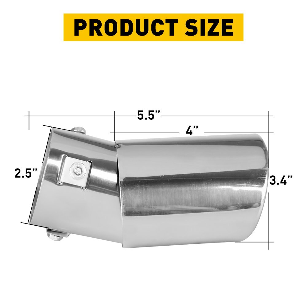 Car Chrome Steel Stainless Rear Round Pipe Exhaust Tail Muffler Tip Accessories