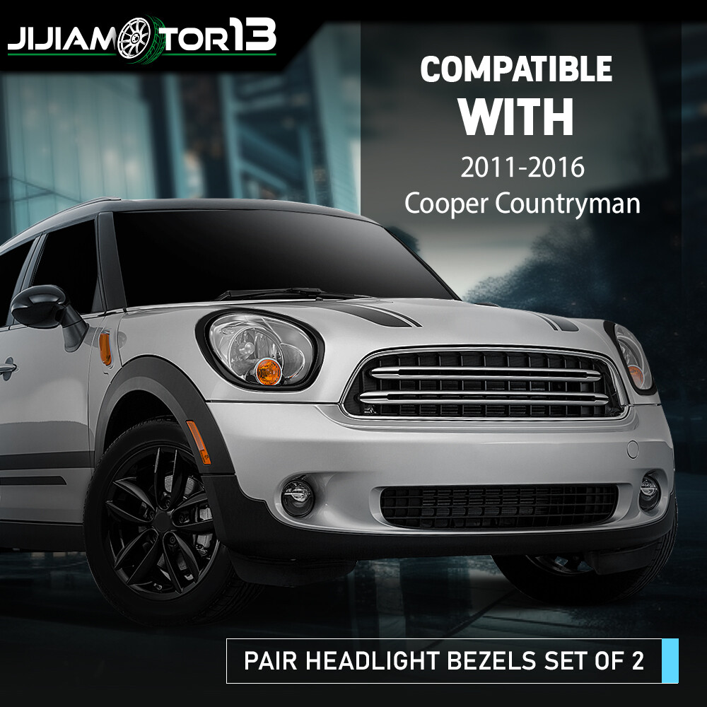 Pair Headlight Bezels Trim Ring Left Right Side Fit For Mini Cooper 2011-2016