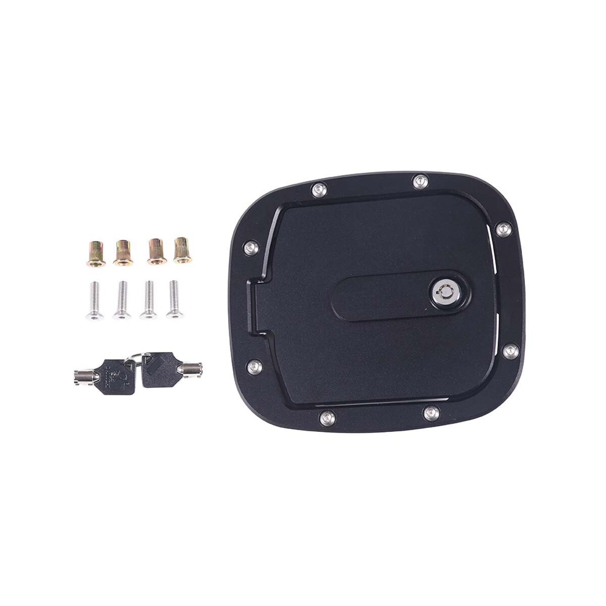 Locking Fuel Door Gas Tank Cap Cover ALUMINUM Black Fit For FJ Cruiser 2007-2014