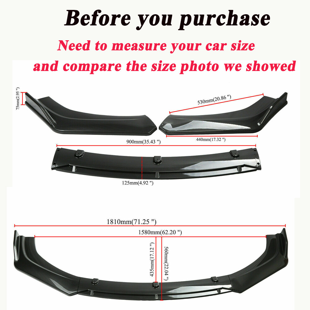 For Acura ILX 2019-2022 Carbon Fiber Look Front Bumper Lip Splitter Spoiler BE