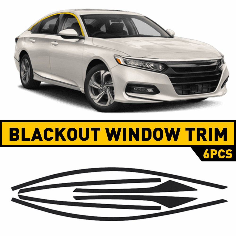 6Pcs Chrome Delete Blackout Window Trims For Honda Accord Sedan 2018-2022 Black