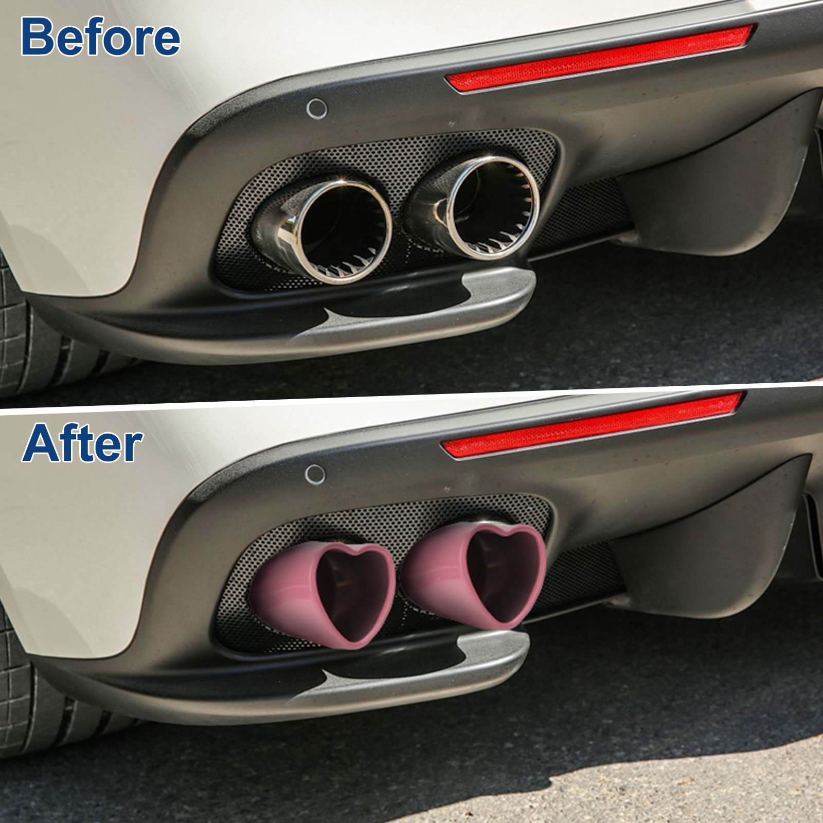 2.5″ Inlet Heart-Shaped Car Rear Exhaust Pipe Tail Muffler Tip Matte Accessories