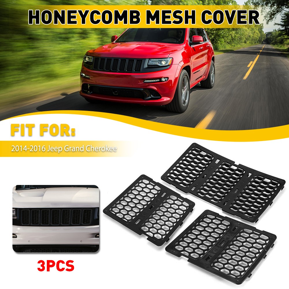 3X Honeycomb Front Mesh Insert Grill Black For 2014-2016 Jeep Grand Cherokee