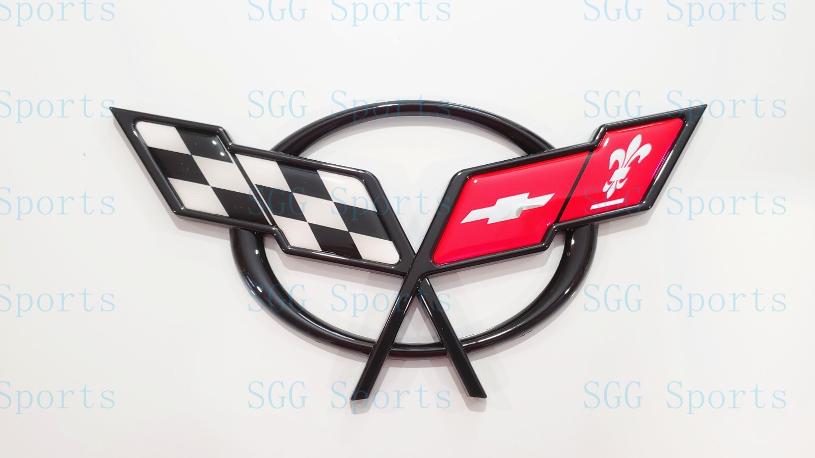 1PC 1997-2004 C5 Corvette Black Rear Deck Lid Only Cross Flags Emblem