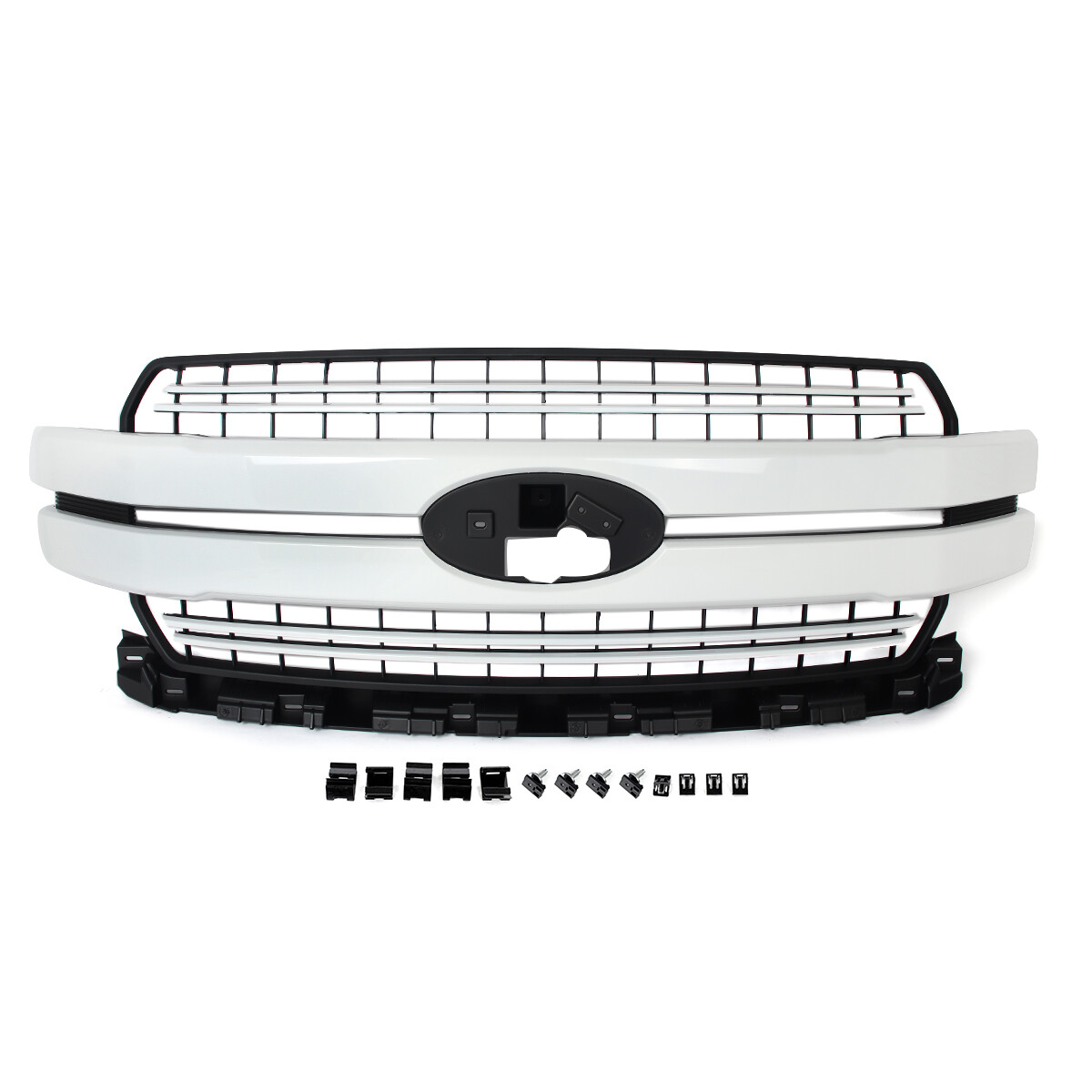 Oxford White Front Bumper Grille Grill For 2018-20 Ford F-150 F150 Lariat Style