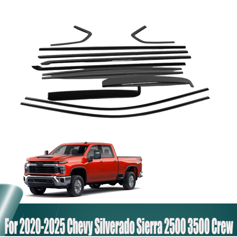 Window Decor Trim Strip Cover For 2020-2025 Chevy Silverado HD 2500/3500 black