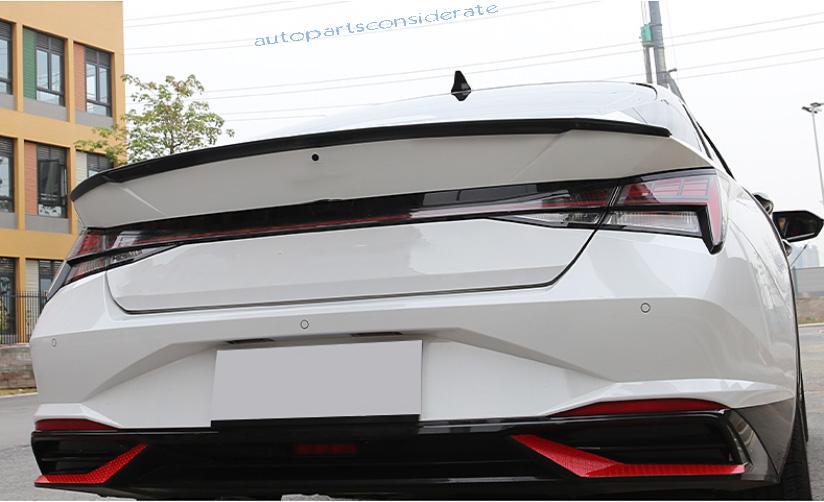 For Hyundai Elantra 2021-2024 Glossy Black Rear Trunk Spoiler Wing Flap Bar 1X