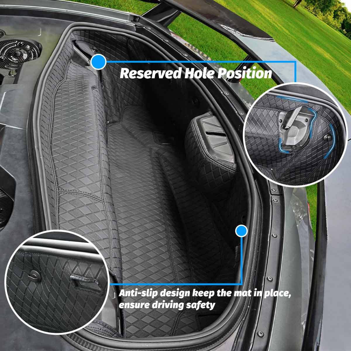 Front Rear Engine Bay Panel Covers Plate Trunk Cargo Mat for Corvette C8 Coupe