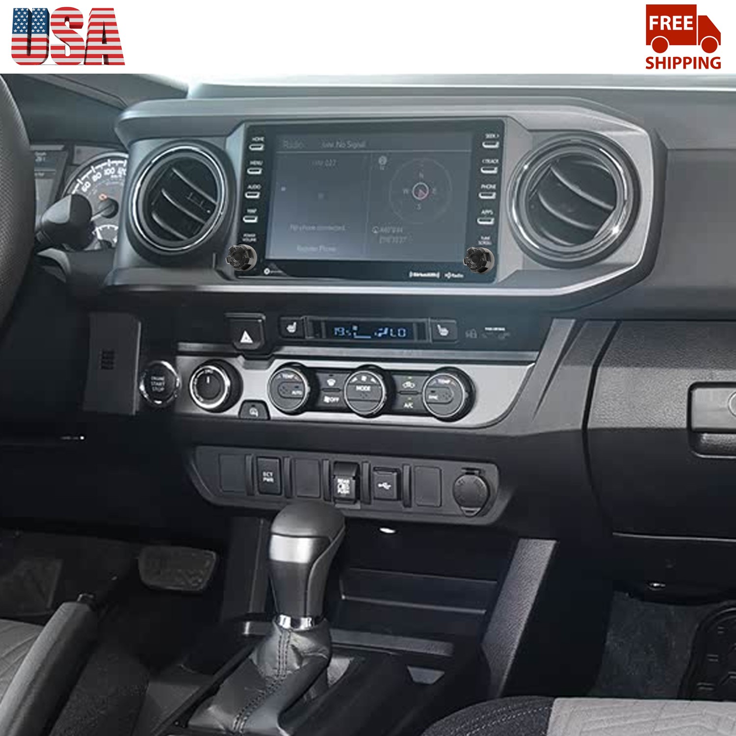 2 Pieces Set Black ABS Audio Stereo Control Knob Switch For Toyota Tacoma 16-23
