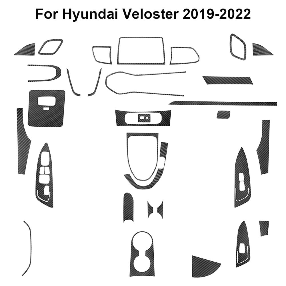 31Pcs Carbon Fiber Full Interior Kit Cover Trim For Hyundai Veloster 2019-2022