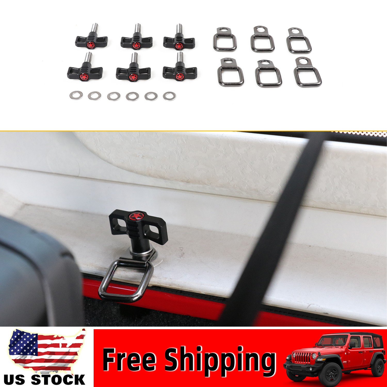 6PCS Hard Top Fasteners Easy On Off Bolt Nut Kit For Jeep Wrangler TJ JK JL