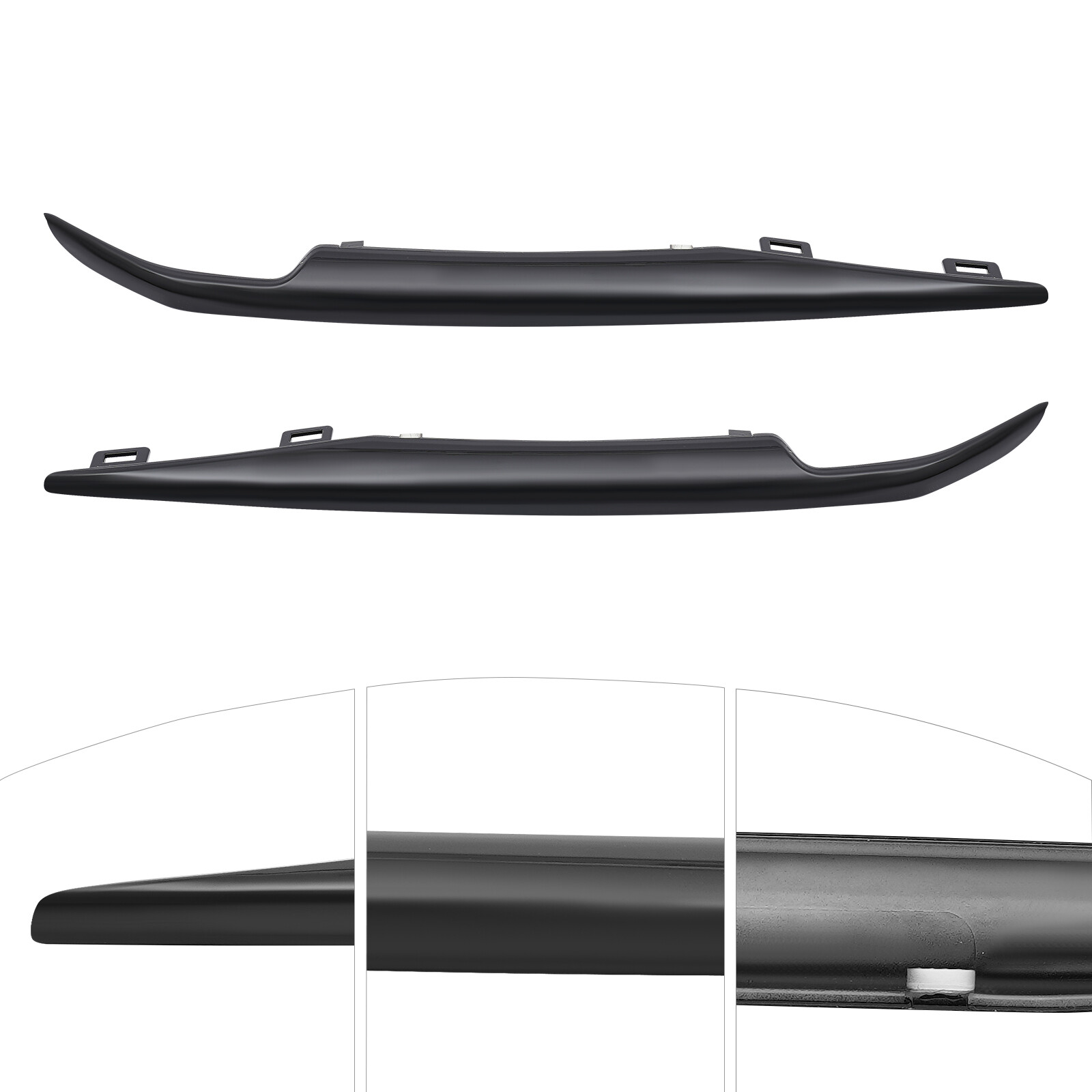Black Front Left+Right Bumper Trim Set For 2015-2020 Cadillac Escalade Fits ESV
