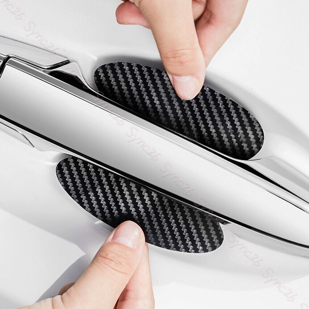 4x Car Accessories Door Handle Protector Film Anti-Scratch Stickers Carbon Fiber