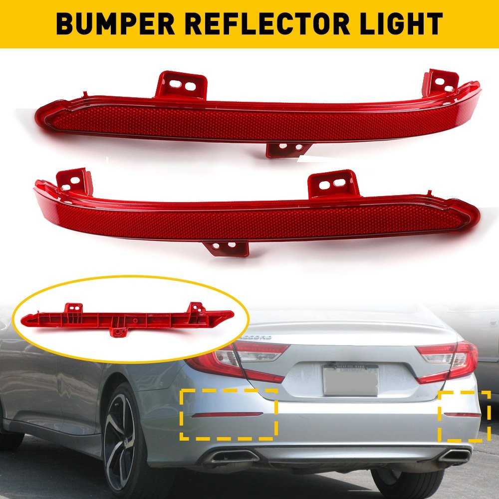 OE-Spec Lens Red Rear Bumper Reflectors Reflex For 2018-2022 Honda Accord Sedan