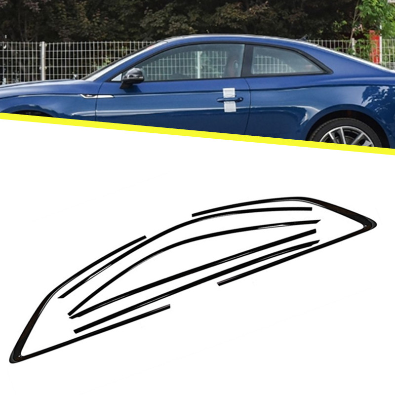 Chrome Black For Audi A5 S5 RS5 Coupe 2017-24 Car Window Strip Cover Decor Trim