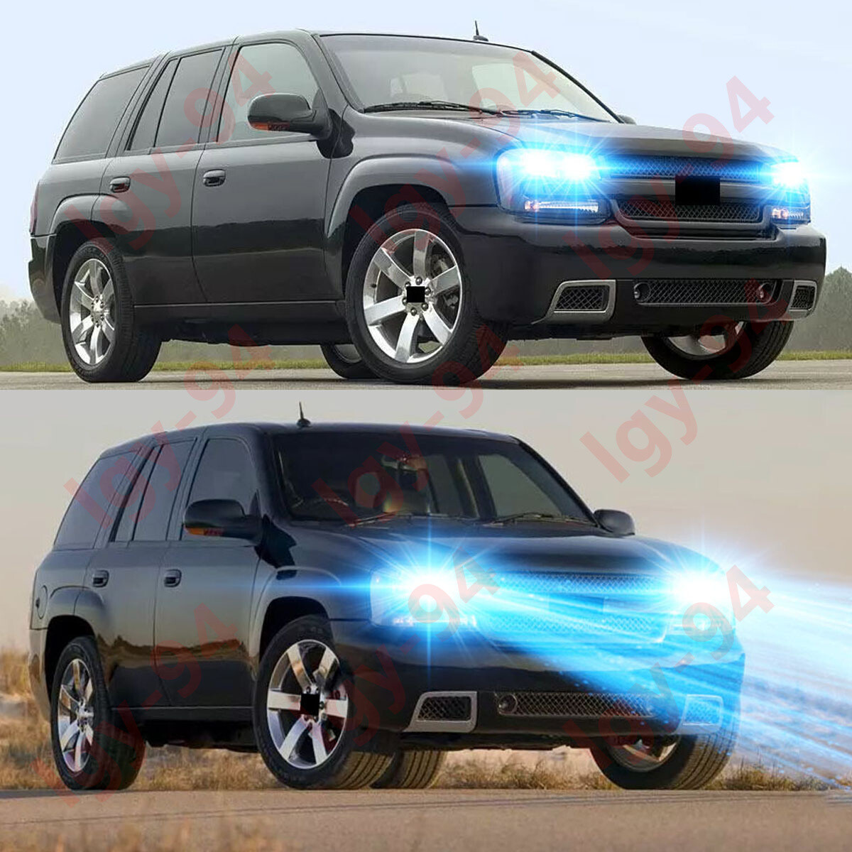 For 2002-2009 TRAILBLAZER BLACK – 4PC 8000K Ice Blue LED Headlight Bulbs X8687