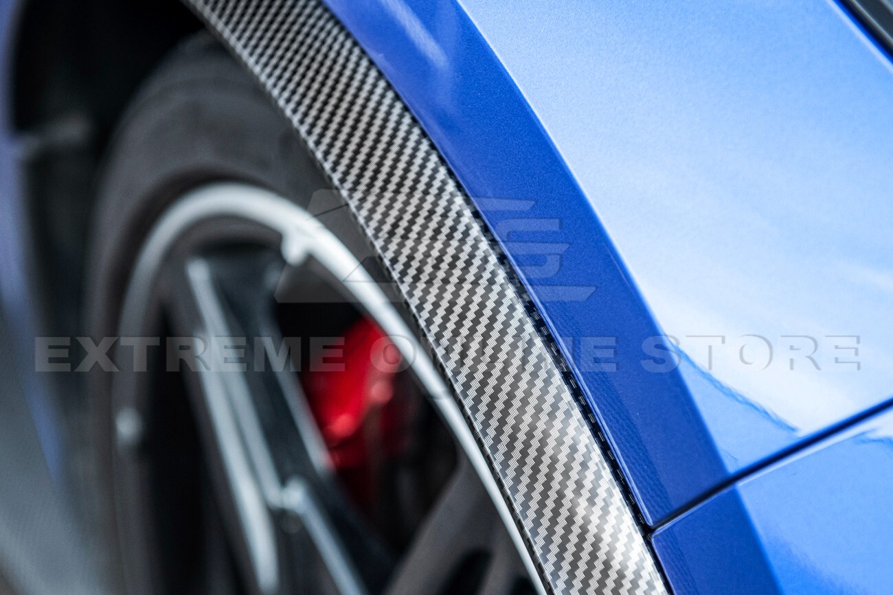 For 20-Up Corvette C8 HYDRO-DIPPED CARBON FIBER Front Side Wheel Molding Guards