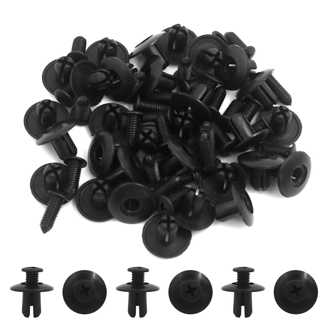 30Pcs Plastic Rivets Interior Fastener Expansion Screws Clips Black 8mm