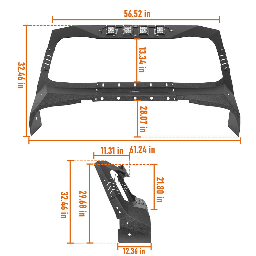 Windshield Frame Cover Roof Visor Cowl Body Armor for 1997-2006 Jeep Wrangler TJ
