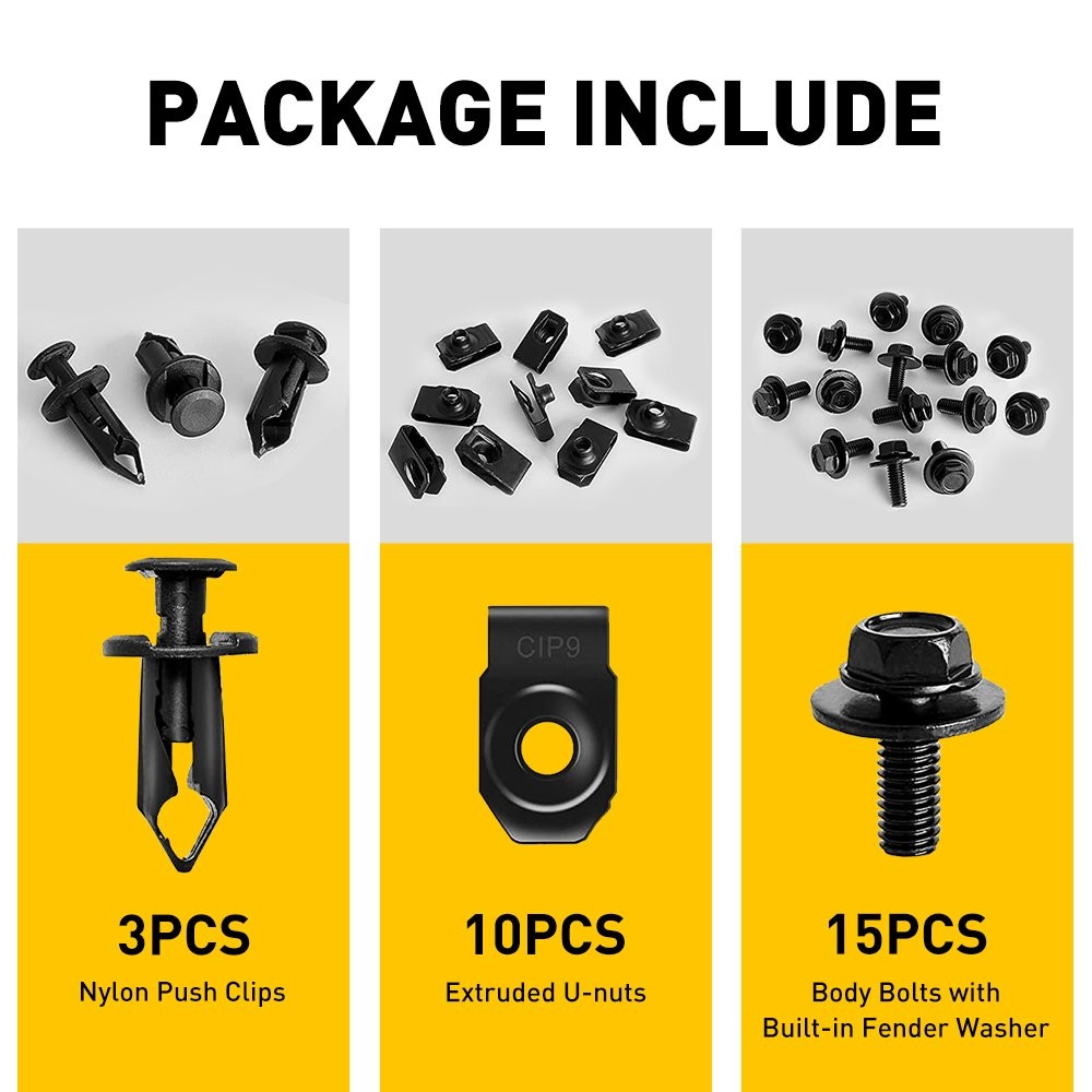 28pcs/Set Car Engine Splash Body Shield Bolts Screw Nut Fender Bumper Clip Rivet