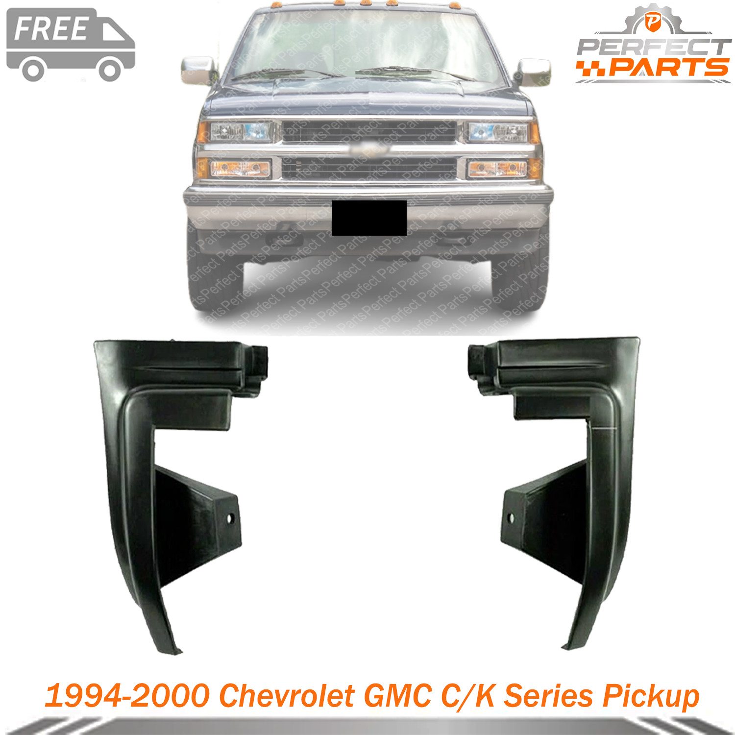 New Front Bumper Fender Filler Panel Trim Set for Chevy C1500 C2500 Tahoe Yukon