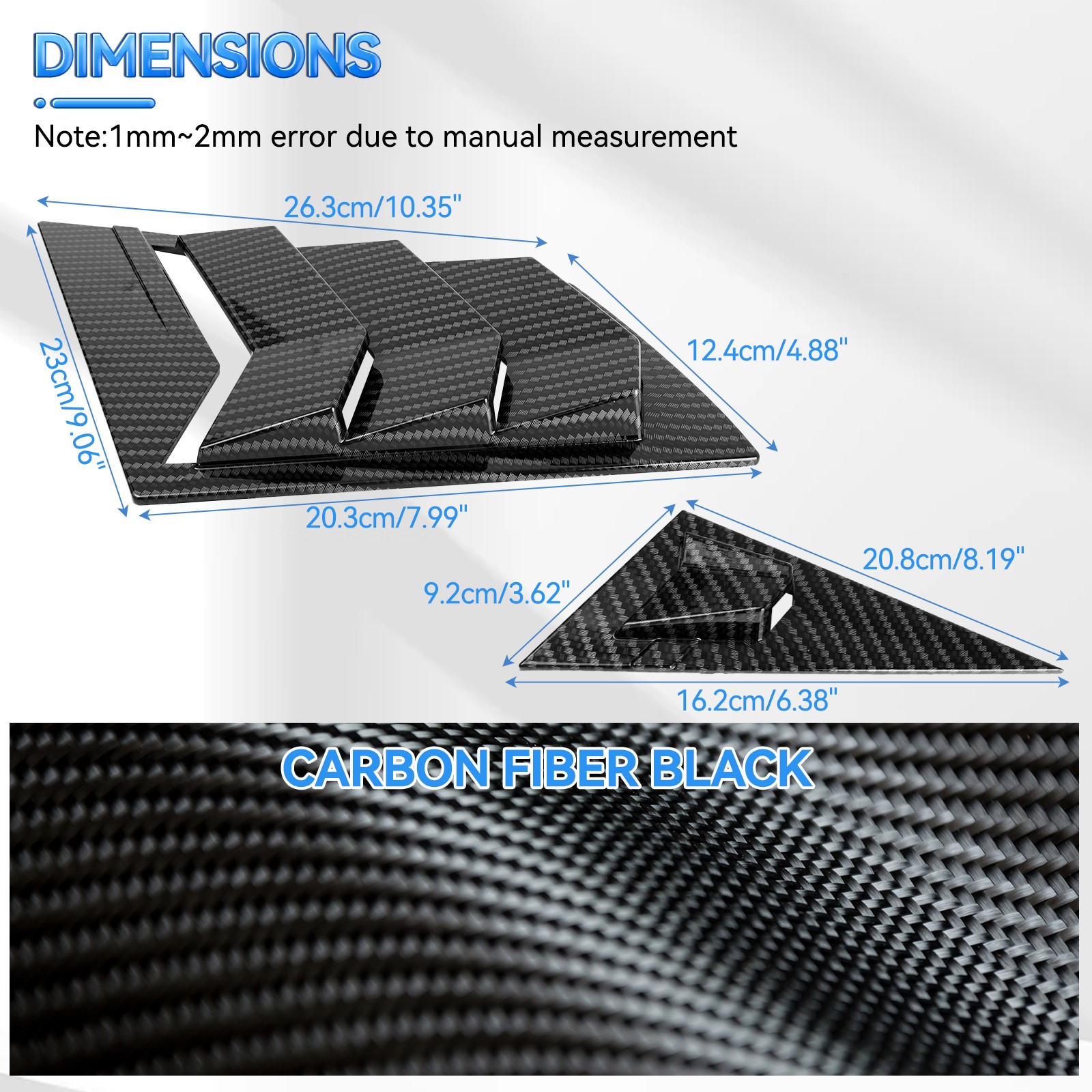 Carbon Fiber Side Front Window Louver Cover Trim ABS For Honda Civic 2011-2015