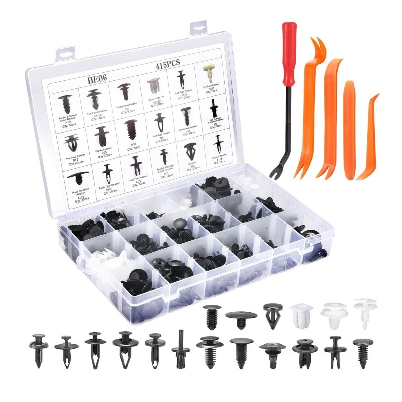 415Pcs Car Bumper Retainer Clips Kit Fastener Remover Push Pin Rivet Screw Trim